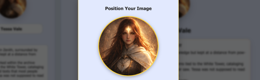 Character image positioning view