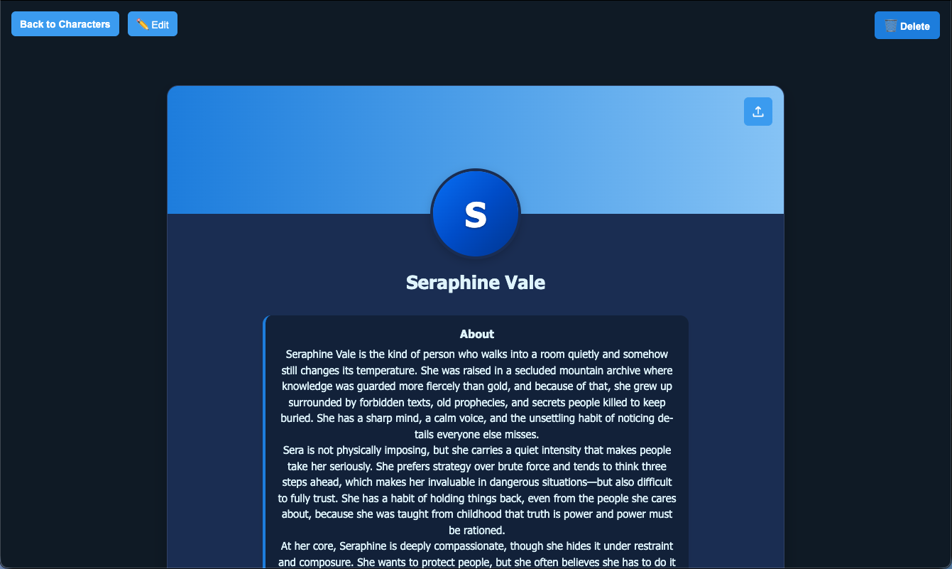 Character builder in AuthWriter